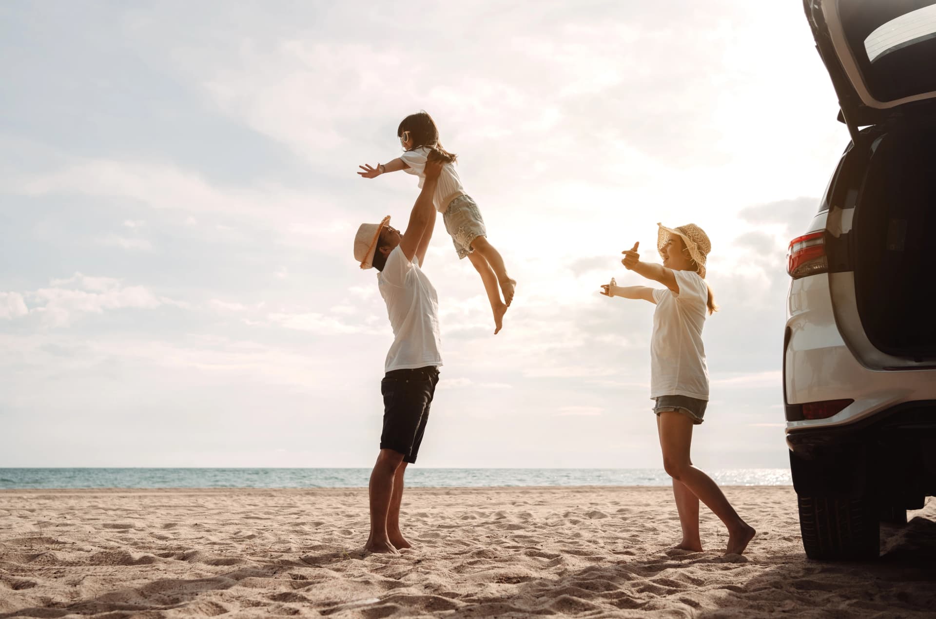 A family on the beach